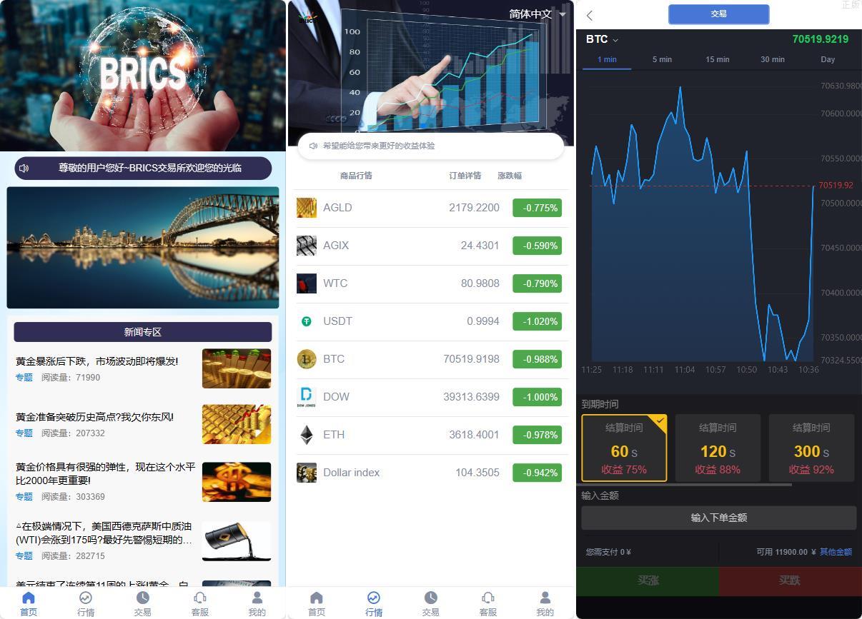 全新UI多國語言微盘秒合约优化修复版/虚拟货币交易/余利宝理财