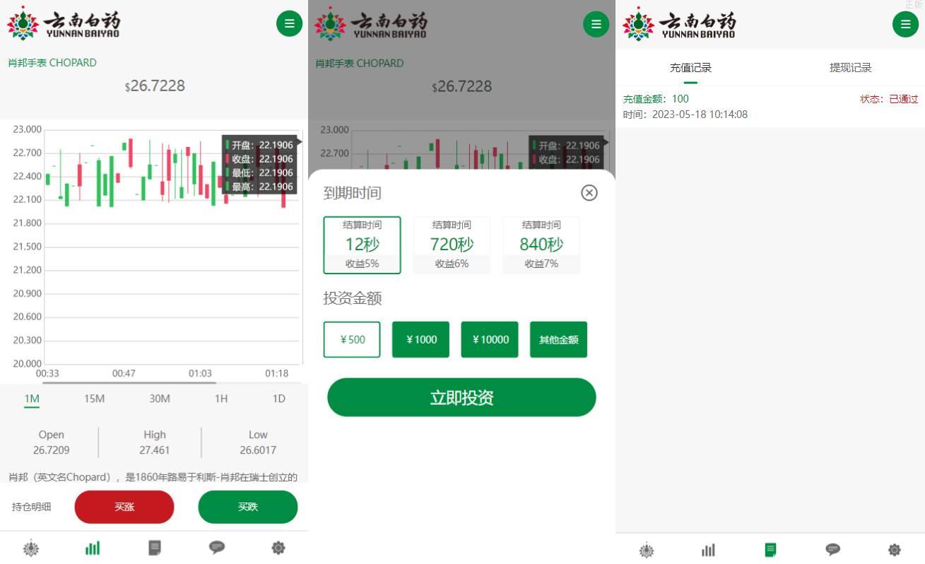 前端uniapp微盘系统/微交易时间盘源码/期货涨跌交易