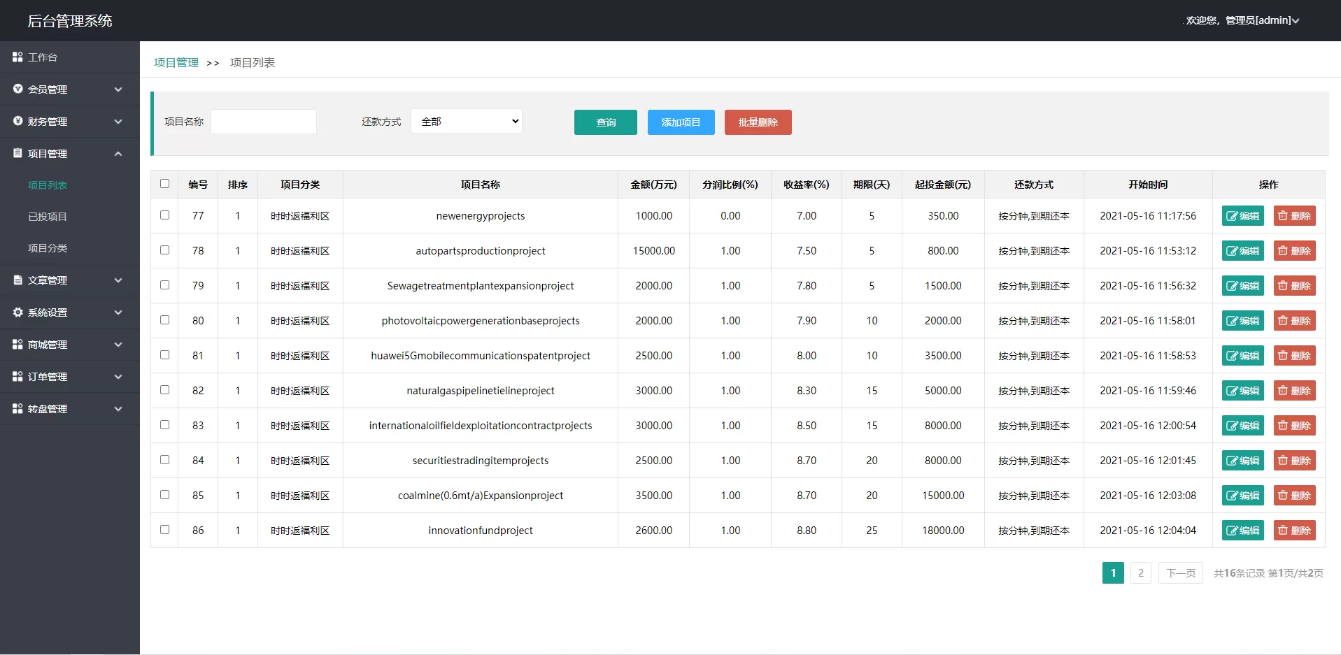 英文版P2P投资理财系统源码——众筹投资与分红收益管理平台