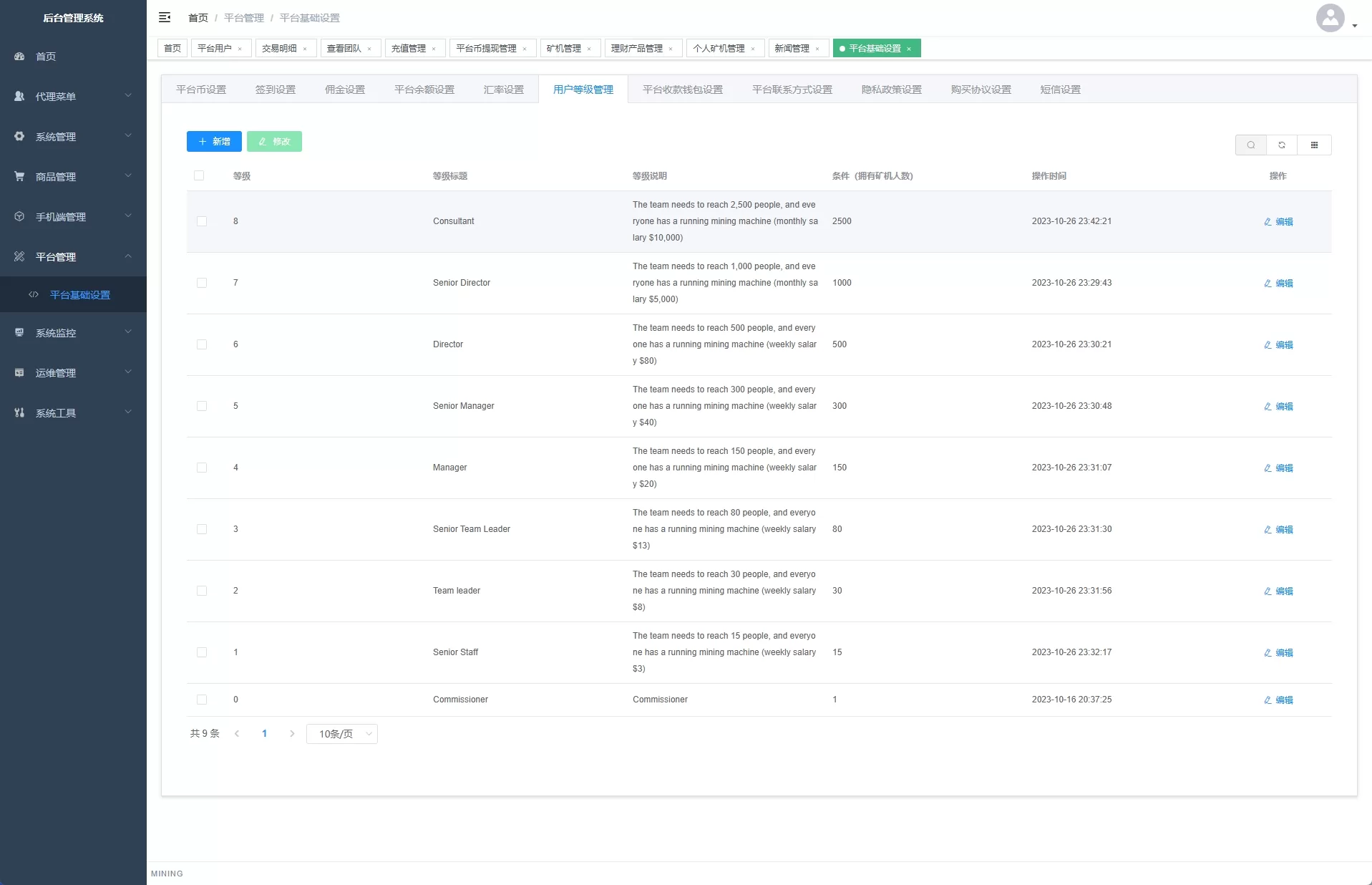 特惠矿机系统/平台币矿机/三级分销/JAVA开源源码